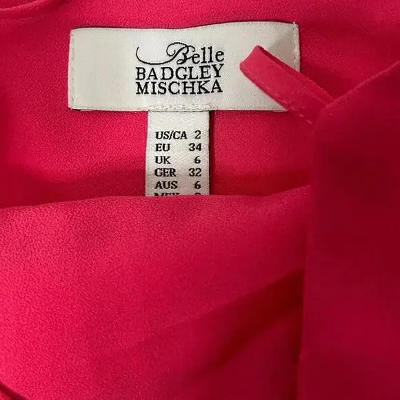 Badgley Mischka l Pink Cross Back Maxi Gown Size 2 - Picture 7 of 9